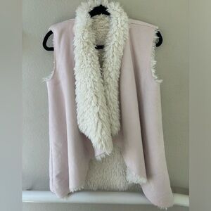 Pink suede faux fur vest
